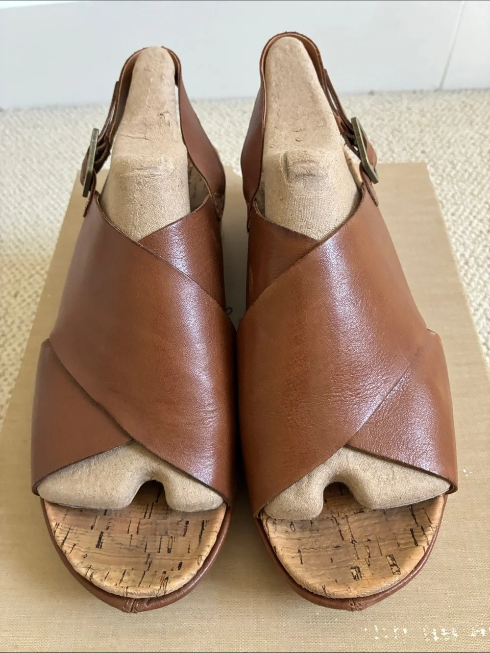 Kork-Ease Brown Leather Chloe Crisscross Wedge Sandals great condition size 9 - Picture 7 of 7